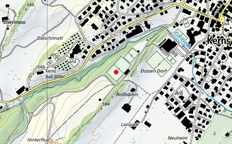 Map showing the location of Fussball (Sports centre)