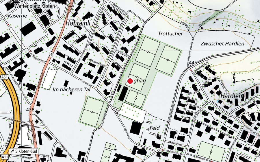 Mappa con la posizione di Fussballanlage Stighag (Centro sportivo)