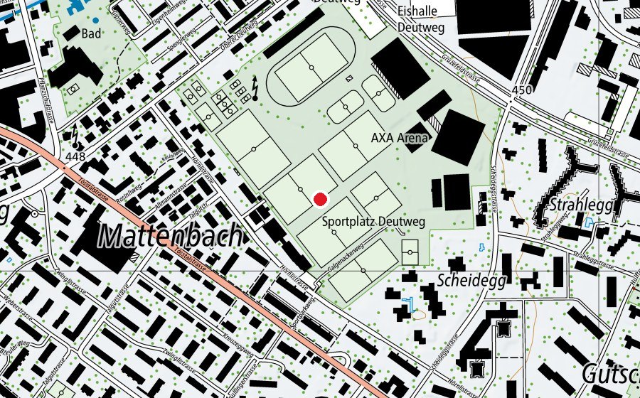 Mappa con la posizione di Fussballanlage Talgut (Centro sportivo)