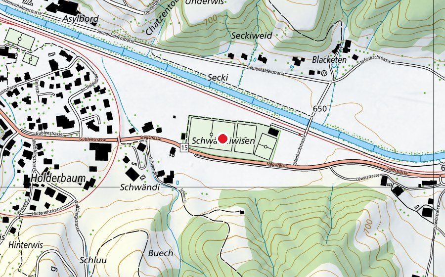 Carte indiquant l’emplacement de Fussballplatz Schwendi (Centre sportif)