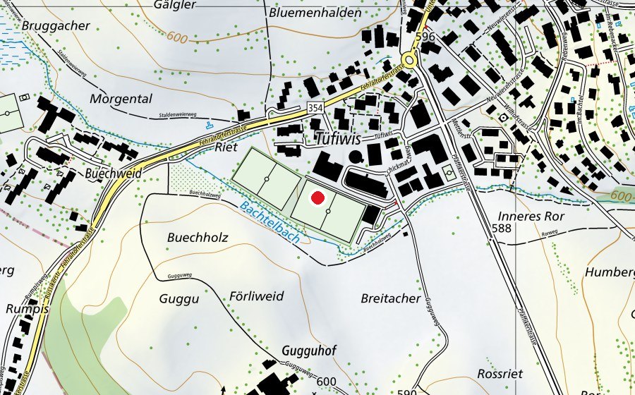 Carte indiquant l’emplacement de Fussballplatz Tüfiwis (Centre sportif)