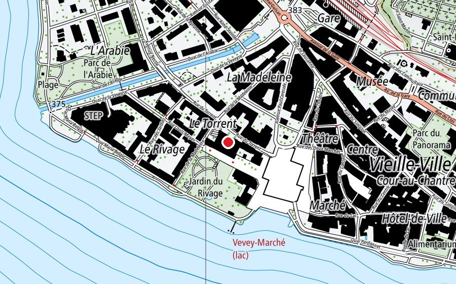 Mappa con la posizione di Galeries du Rivage (Centro sportivo)