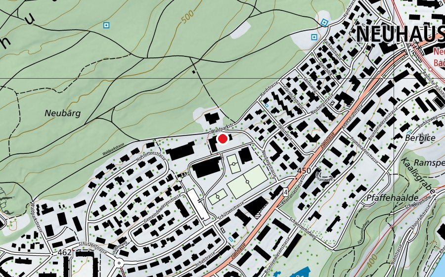 Mappa con la posizione di Gemeindewiesen II (Centro sportivo)