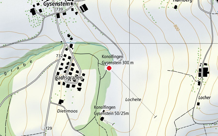 Karte mit dem Standort von Gewehr-Schiessanlage Gysenstein (Sportanlage)