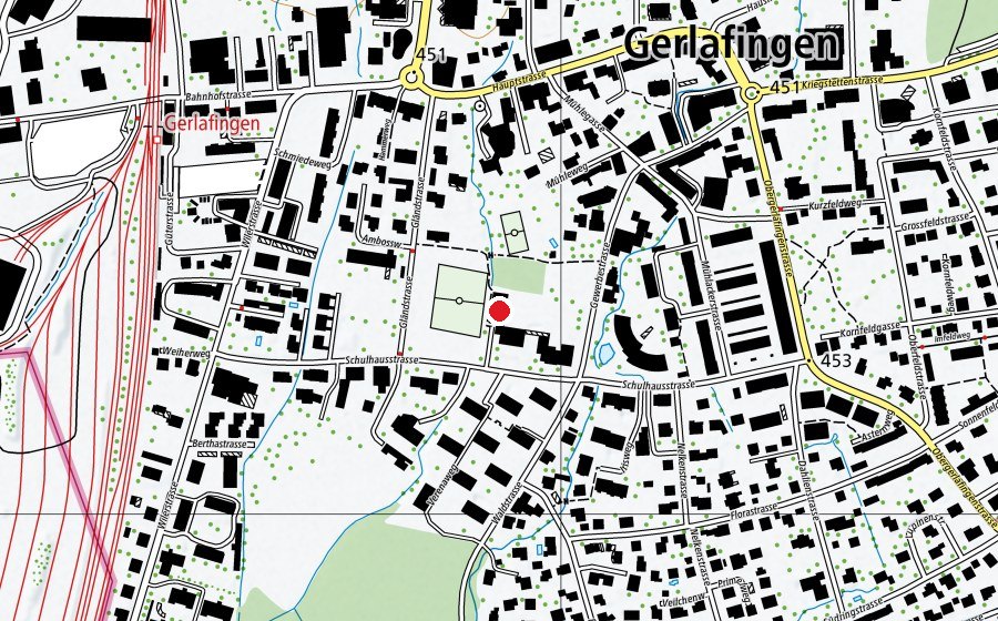 Karte mit dem Standort von Gländ (Sportanlage)