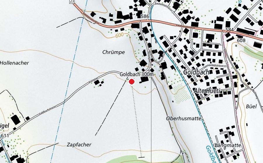 Map showing the location of Goldbach 300 m (Sports centre)