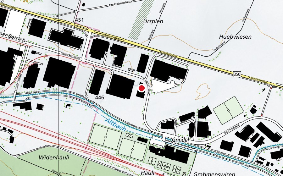 Carte indiquant l’emplacement de Grindelboulder (Centre sportif)