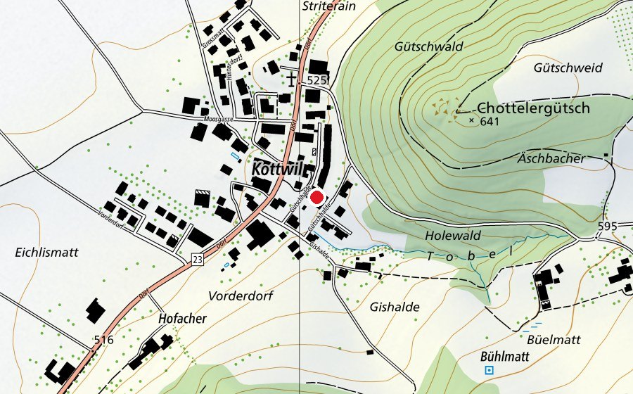 Carte indiquant l’emplacement de Gütschhalle (Centre sportif)