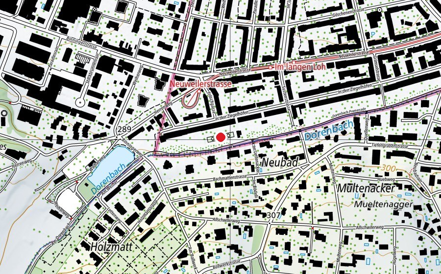Map showing the location of Hakoah TC Basel (Sports centre)