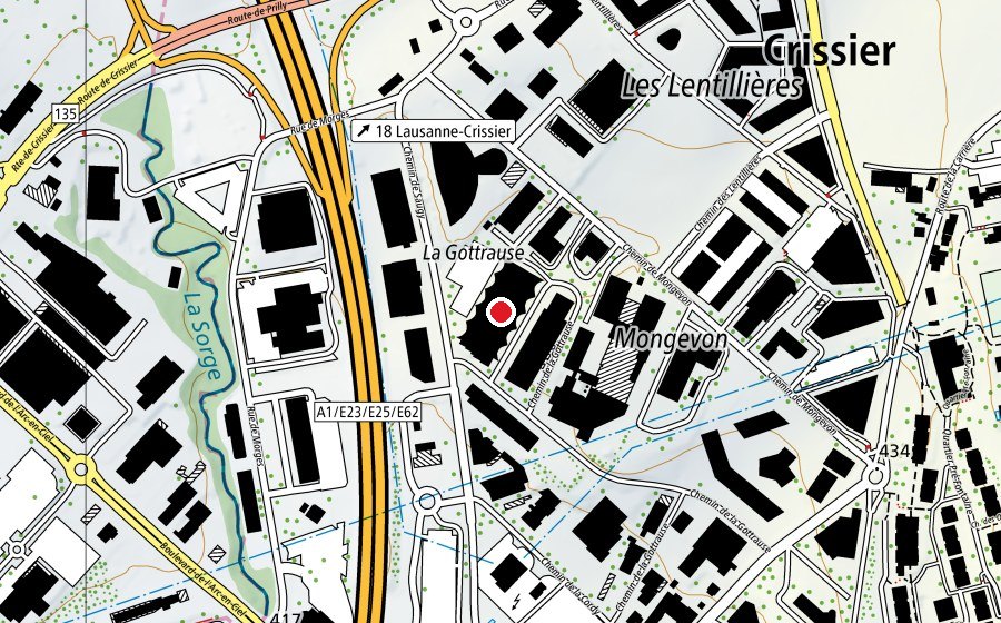 Mappa con la posizione di Halle de Crissier (Centro sportivo)