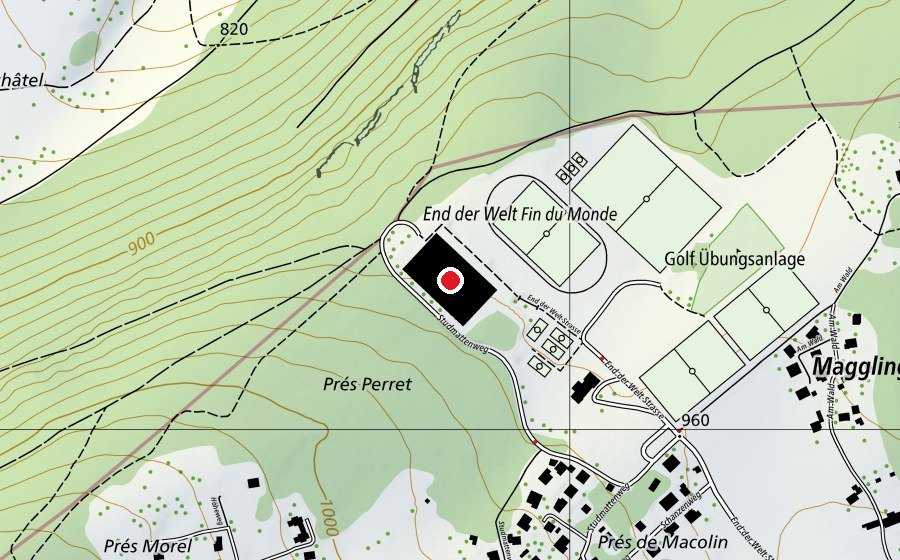 Carte indiquant l’emplacement de Halle End der Welt (Centre sportif)