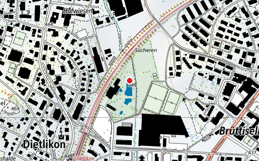 Map showing the location of Hallen- und Freibad aqua-life (Sports centre)