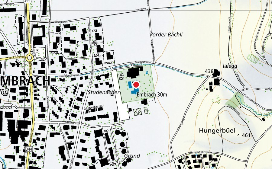 Karte mit dem Standort von Hallen- und Freibad Embrach (Sportanlage)