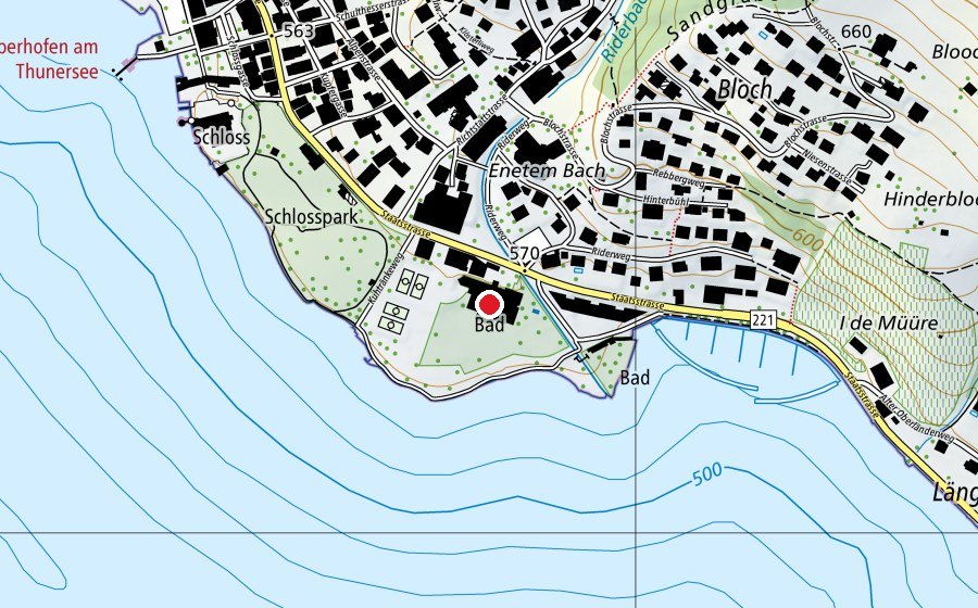 Karte mit dem Standort von Hallen- und Freibad Oberhofen (Sportanlage)