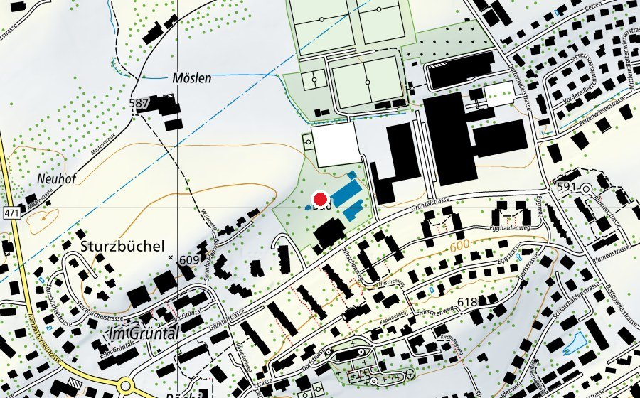 Map showing the location of Hallen- und Freibad Wittenbach (Sports centre)
