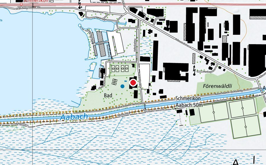 Carte indiquant l’emplacement de Hallen- und Seebad Schmerikon (Centre sportif)