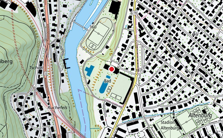 Mappa con la posizione di Hallenbad Baden (Centro sportivo)