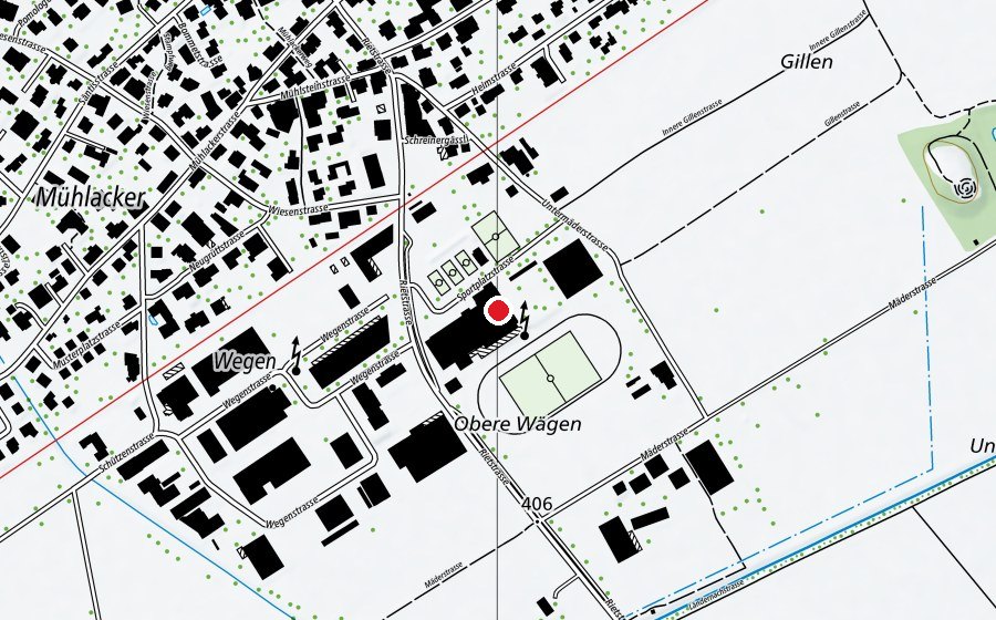 Carte indiquant l’emplacement de Hallenbad Balgach (Centre sportif)