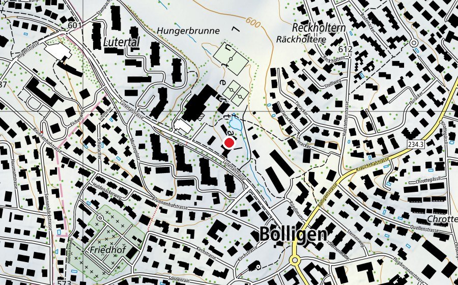 Carte indiquant l’emplacement de Hallenbad Bolligen (Centre sportif)