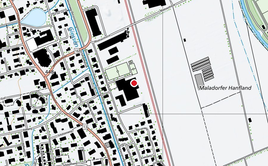 Carte indiquant l’emplacement de Hallenbad Flös (Centre sportif)