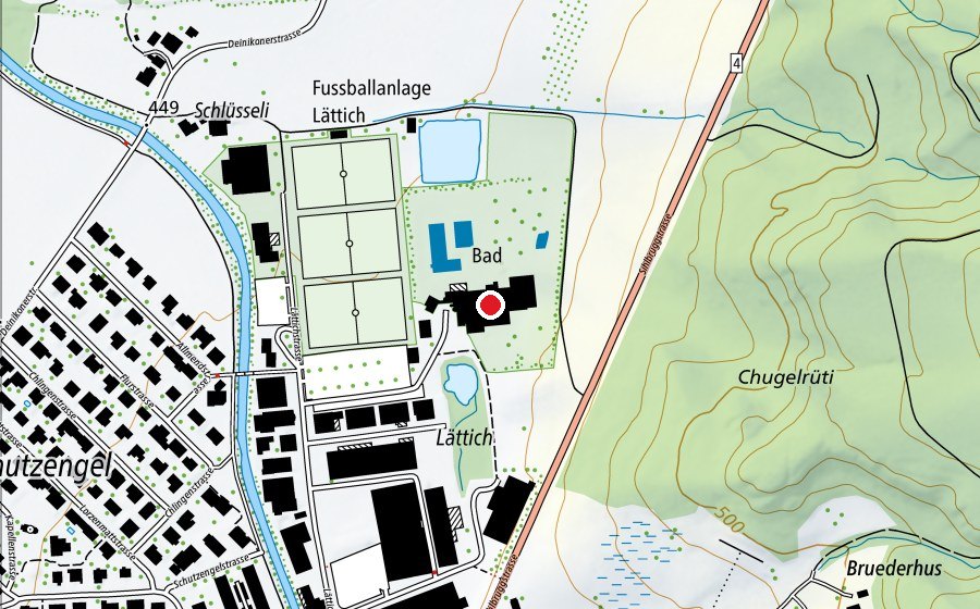 Mappa con la posizione di Hallenbad Lättich (Centro sportivo)