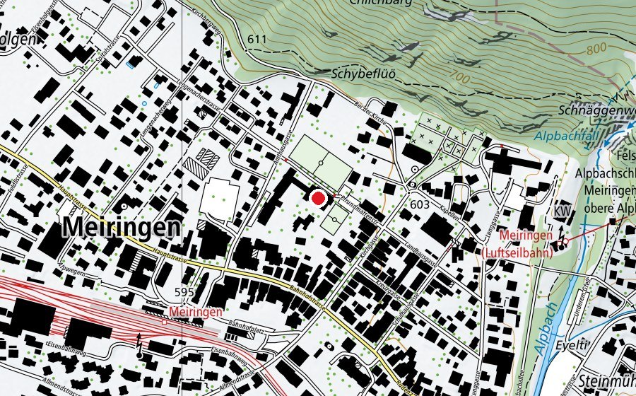 Map showing the location of Hallenbad Meiringen (Sports centre)