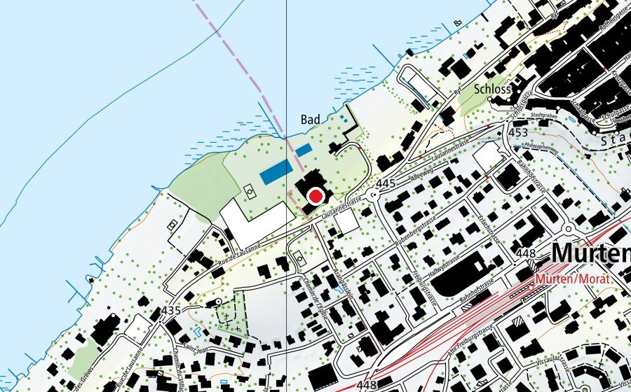 Mappa con la posizione di Hallenbad Murten (Centro sportivo)
