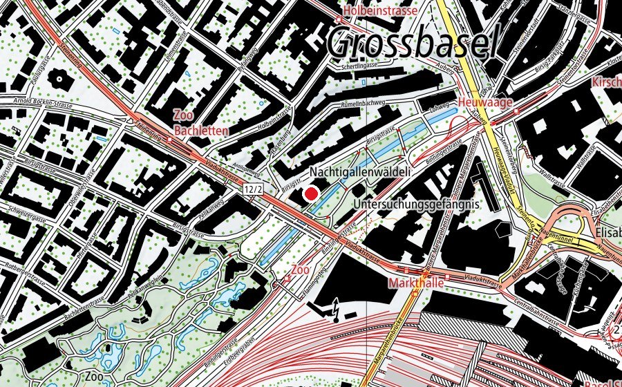 Karte mit dem Standort von Hallenbad Rialto (Sportanlage)