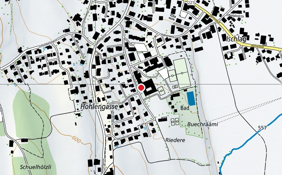 Carte indiquant l’emplacement de Hallenbad Riedern (Centre sportif)