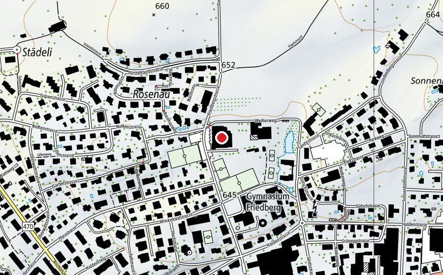 Carte indiquant l’emplacement de Hallenbad Rosenau (Centre sportif)