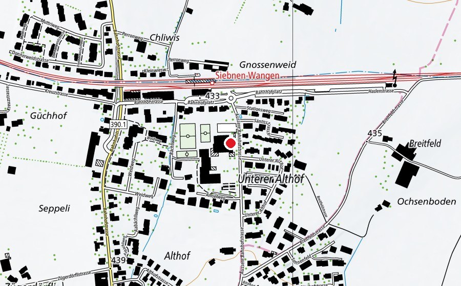 Karte mit dem Standort von Hallenbad Sek 1 (Sportanlage)