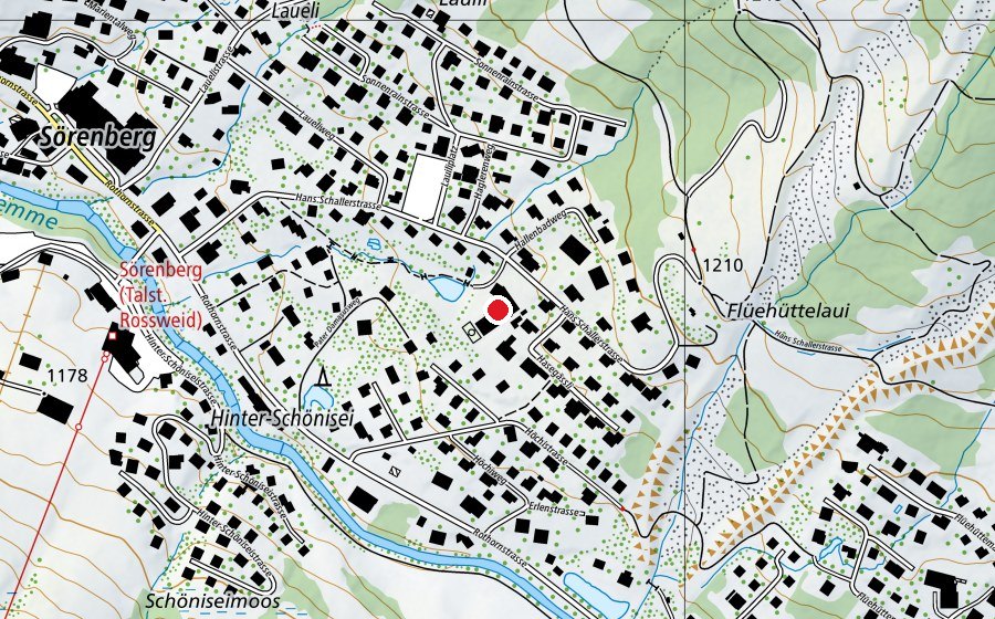 Map showing the location of Hallenbad Sörenberg (Sports centre)