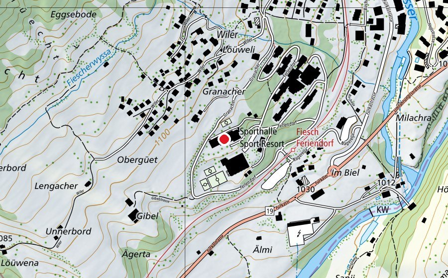 Carte indiquant l’emplacement de Hallenbad Sport Resort (Centre sportif)