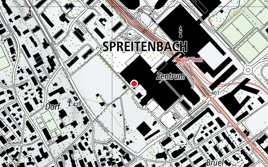 Mappa con la posizione di Hallenbad Spreitenbach (Centro sportivo)