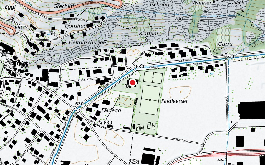 Karte mit dem Standort von Hallenbad Steg (Sportanlage)