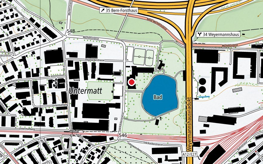 Karte mit dem Standort von Hallenbad Weyermannshaus (Sportanlage)