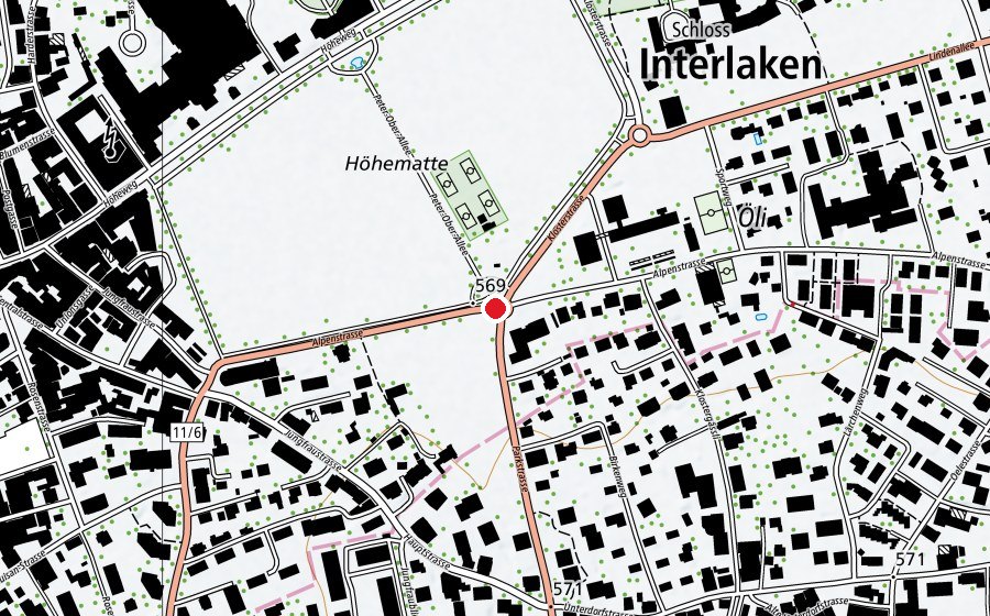 Mappa con la posizione di Hang Gliding Interlaken (Centro sportivo)