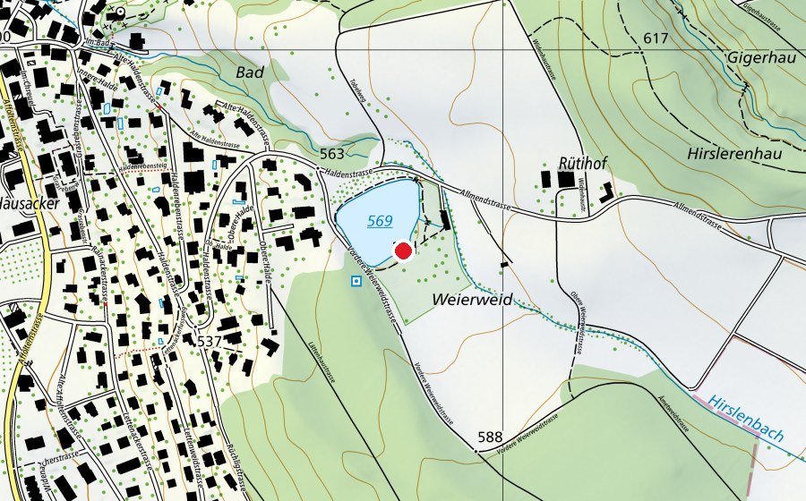 Carte indiquant l’emplacement de Hedinger Weiher (Centre sportif)
