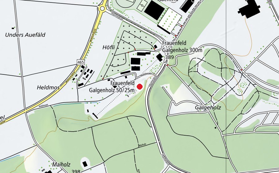 Map showing the location of Heldmoos (Sports centre)