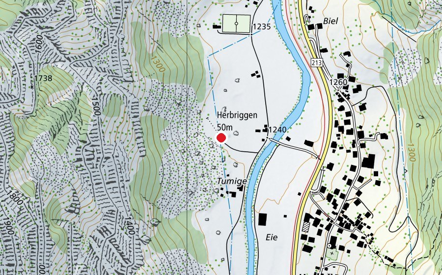 Carte indiquant l’emplacement de Herbriggen 50 m (Centre sportif)