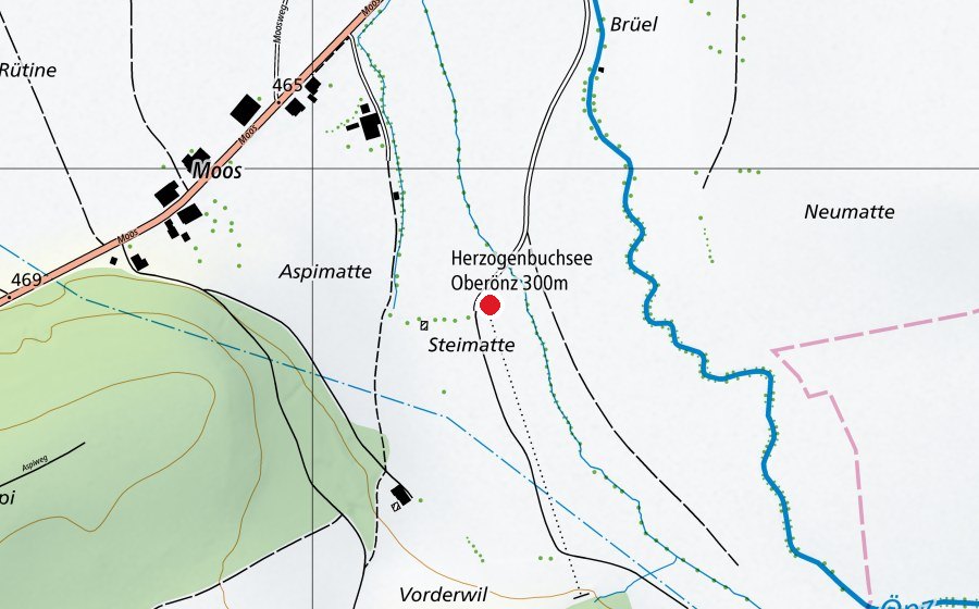 Map showing the location of Herzogenbuchsee Oberönz 300 m (Sports centre)