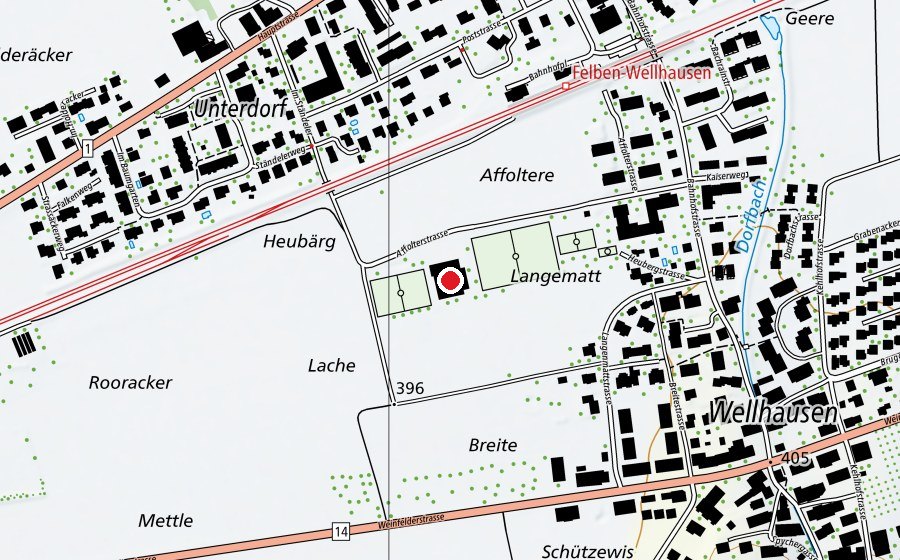 Mappa con la posizione di Heuberghalle (Centro sportivo)