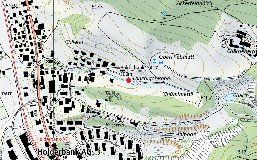Karte mit dem Standort von Holderbank 300 m (Sportanlage)
