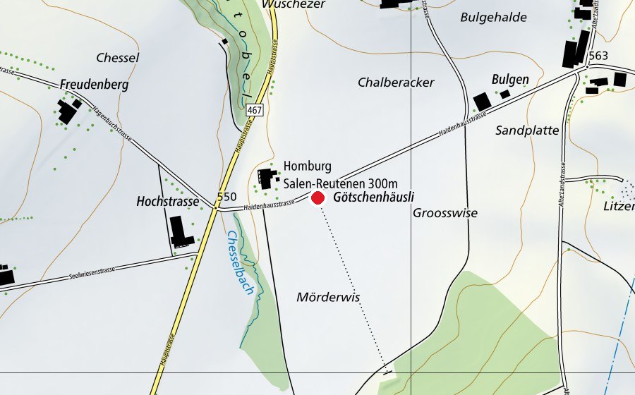 Carte indiquant l’emplacement de Homburg Salen-Reutenen 300 m (Centre sportif)