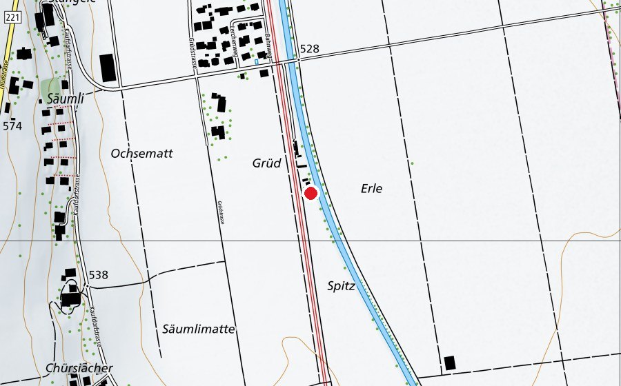 Map showing the location of Hornusser Belp-Toffen (Sports centre)