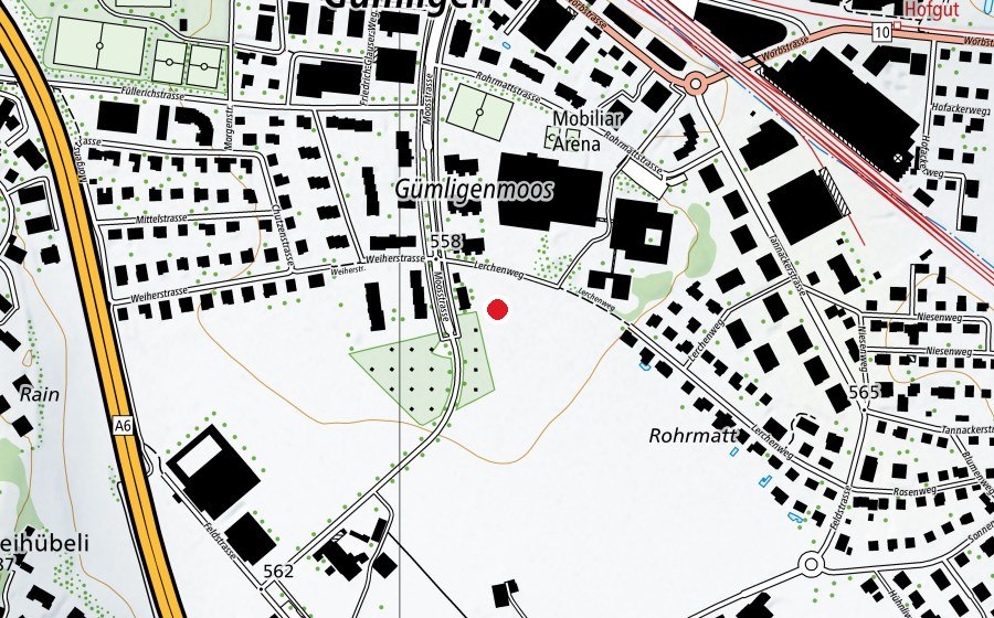 Carte indiquant l’emplacement de Hornusser MG (Centre sportif)