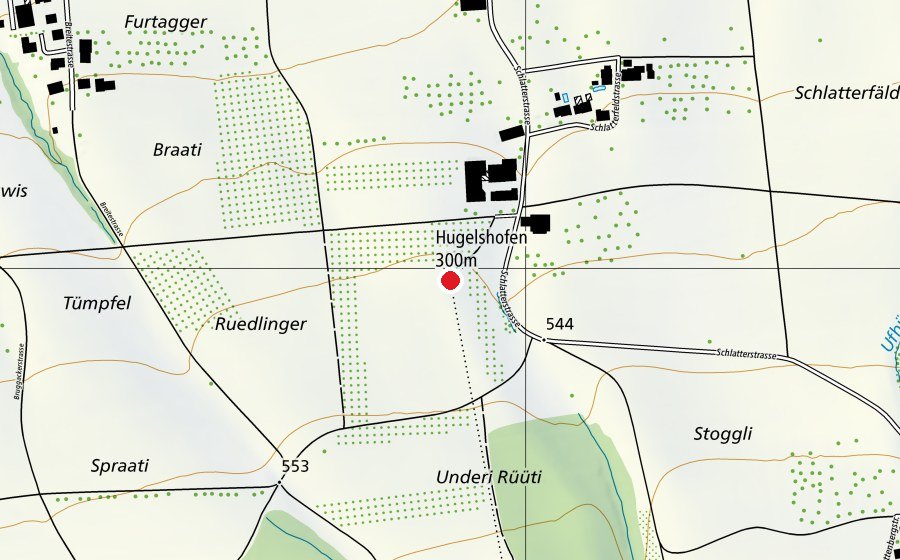 Carte indiquant l’emplacement de Hugelshofen 300 m (Centre sportif)
