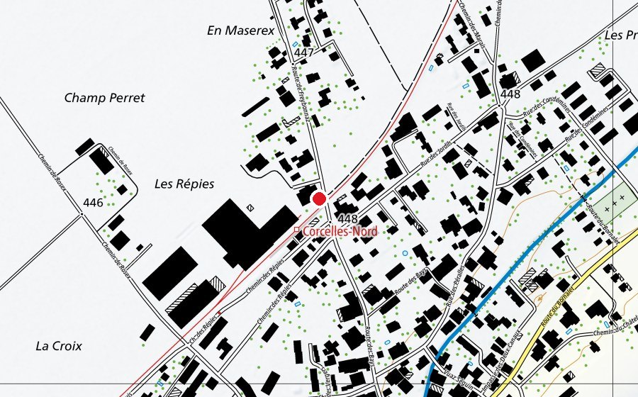 Map showing the location of Judo Club Broye (Sports centre)