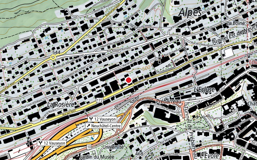 Mappa con la posizione di Judo club de Cortaillod, dojo de Neuchâtel (Centro sportivo)