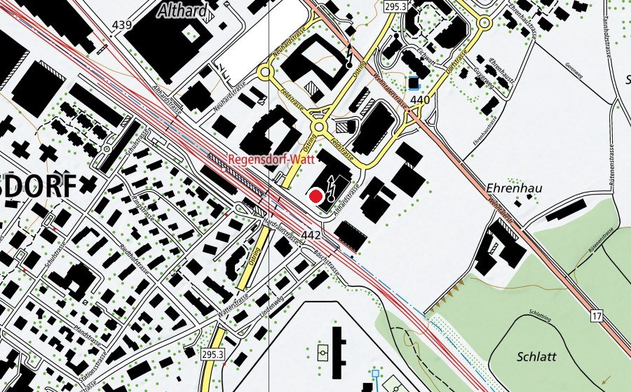 Carte indiquant l’emplacement de Judo Schule Regensdorf (Centre sportif)